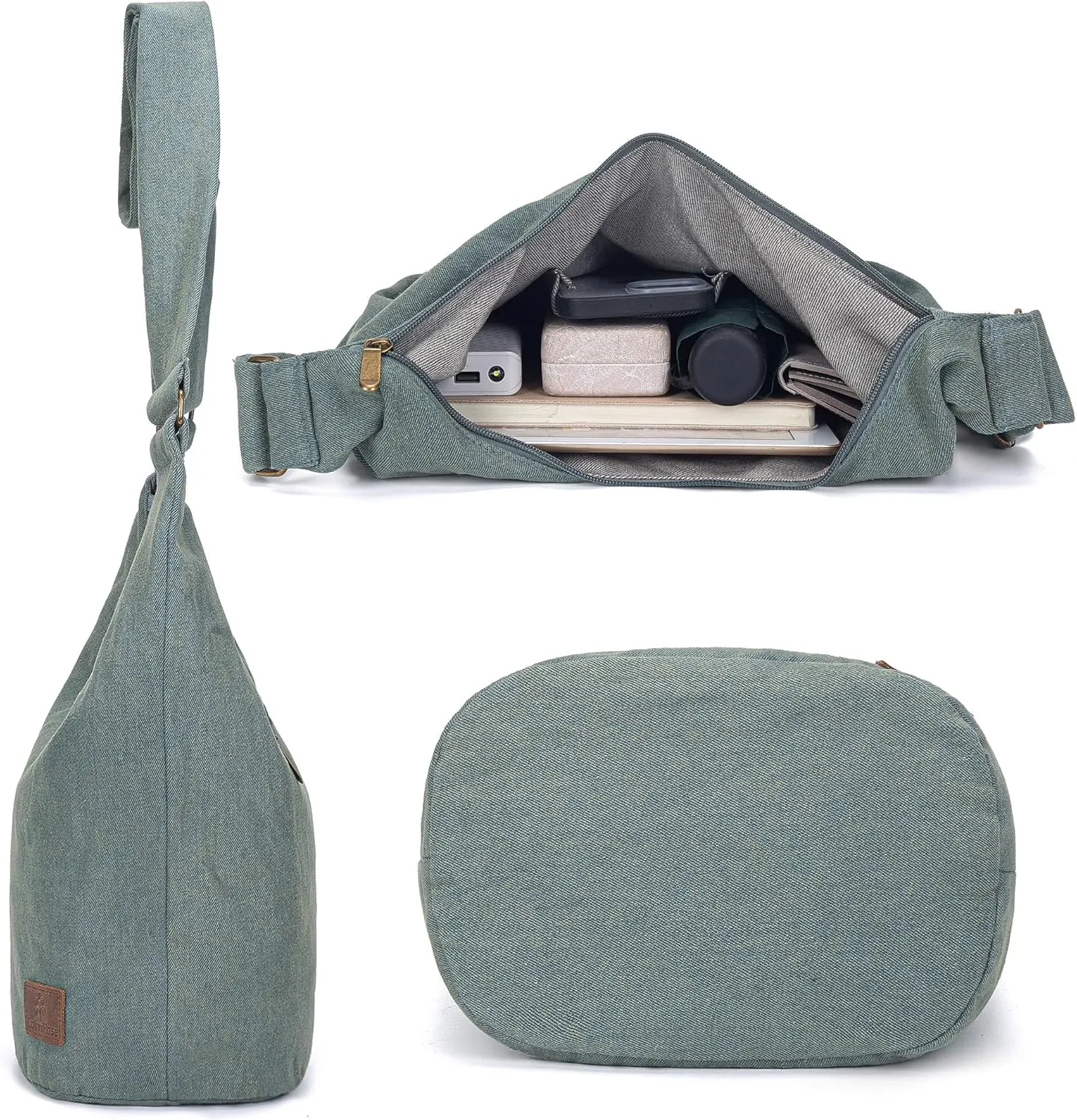 Coton Pose Women Hippie Crossbody Bag - Top Zip Large Capacity Canvas Sling Bag - Jacquard Cloth Handmade