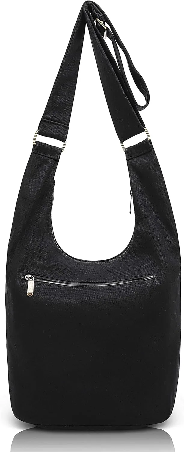 Coton Pose Women Hippie Crossbody Bag - Top Zip Large Capacity Canvas Sling Bag - Jacquard Cloth Handmade