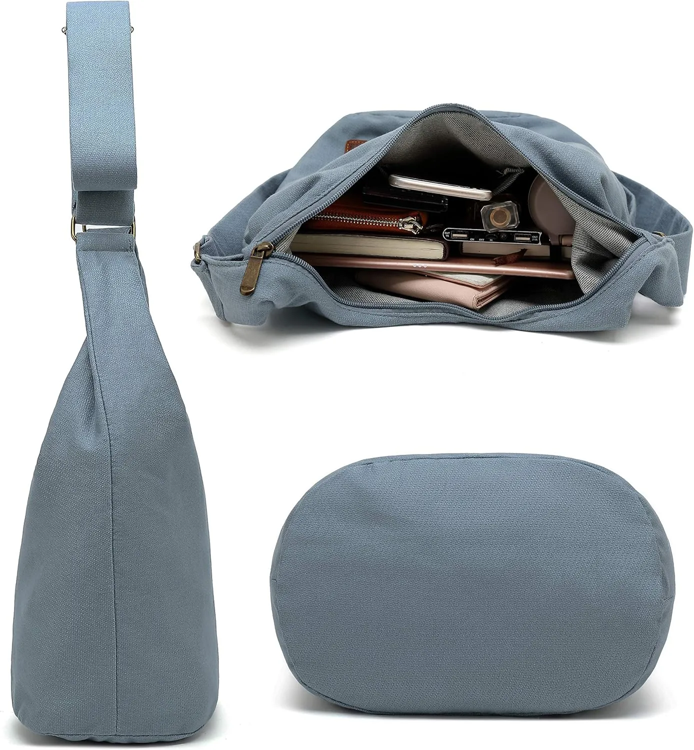 Coton Pose Women Hippie Crossbody Bag - Top Zip Large Capacity Canvas Sling Bag - Jacquard Cloth Handmade