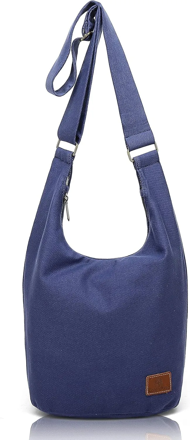 Coton Pose Women Hippie Crossbody Bag - Top Zip Large Capacity Canvas Sling Bag - Jacquard Cloth Handmade