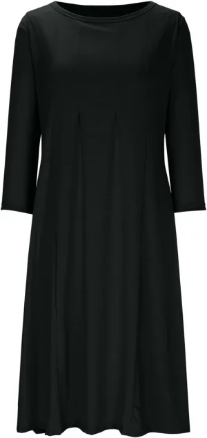 Cotton Long Sleeve A Line Midi Dress for Women Pleated Design Casual Loose Fit Soft Comfortable Daily Wear