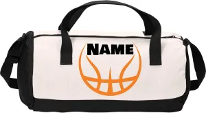 Cotton Sports Duffel Bag with Multiple Different Sport Design Choices (Black/Soft White, Basketball)