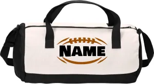 Cotton Sports Duffel Bag with Multiple Different Sport Design Choices (Black/Soft White, Football)