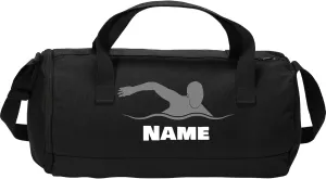 Cotton Sports Duffel Bag with Multiple Different Sport Design Choices (Black/Soft White, Swimming)