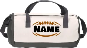 Cotton Sports Duffel Bag with Multiple Different Sport Design Choices (Graphite/Soft White, Football)