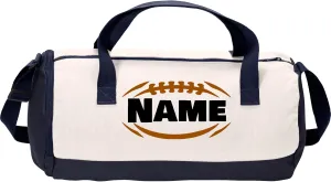 Cotton Sports Duffel Bag with Multiple Different Sport Design Choices (True Navy/Soft White, Football)