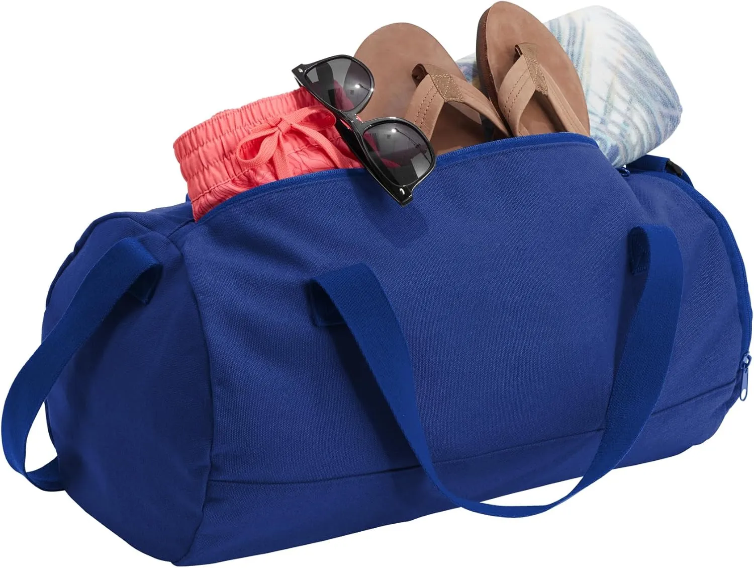 Cotton Sports Duffel Bag with Multiple Different Sport Design Choices (True Royal, Swimming)
