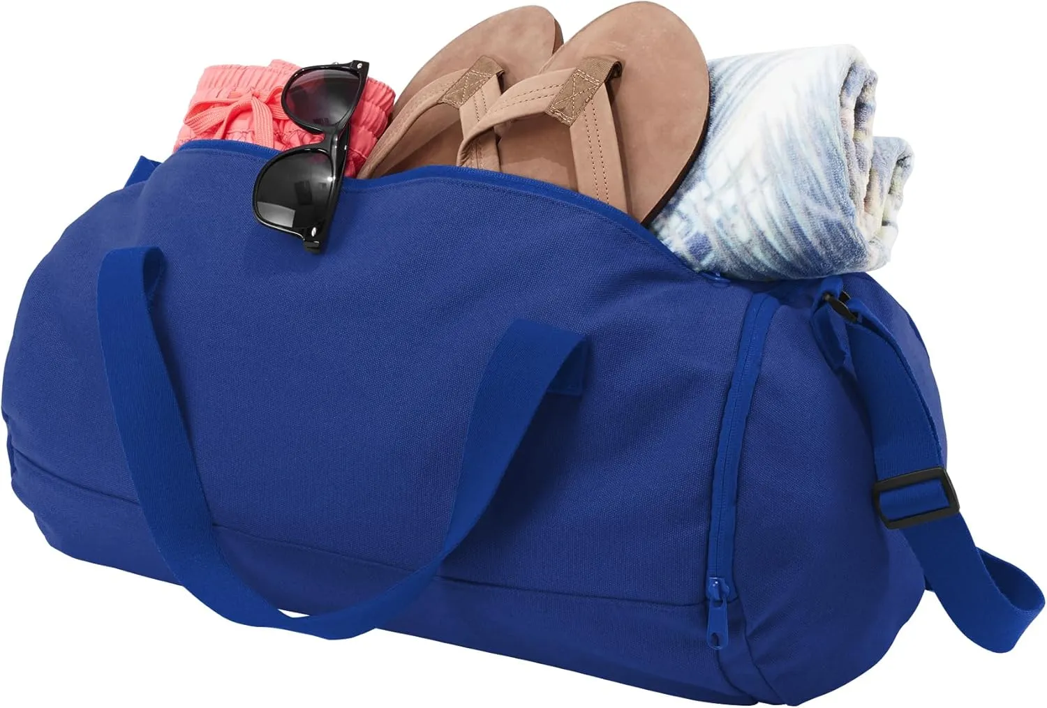 Cotton Sports Duffel Bag with Multiple Different Sport Design Choices (True Royal, Swimming)