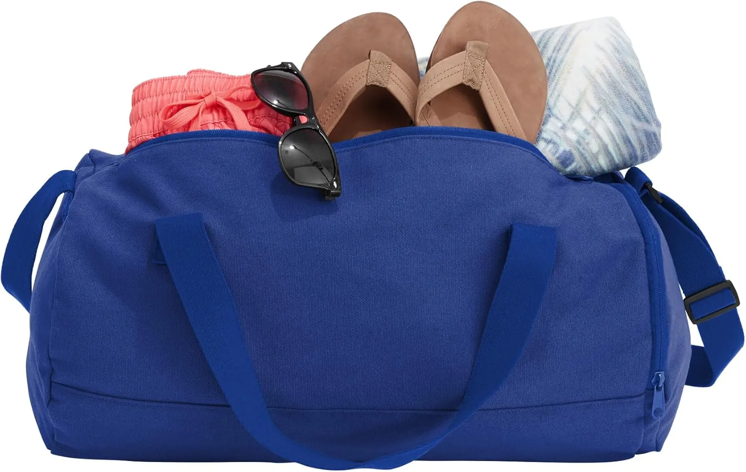 Cotton Sports Duffel Bag with Multiple Different Sport Design Choices (True Royal, Swimming)