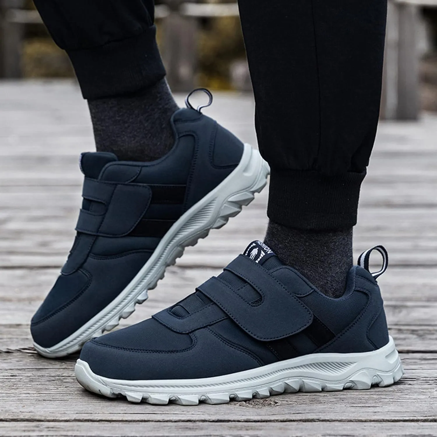 Couple Models Men's Middle and Elderly Light and Comfortable Non Slip Hook Loop Walking Sport Shoes Sneaker Men 11, 8.5