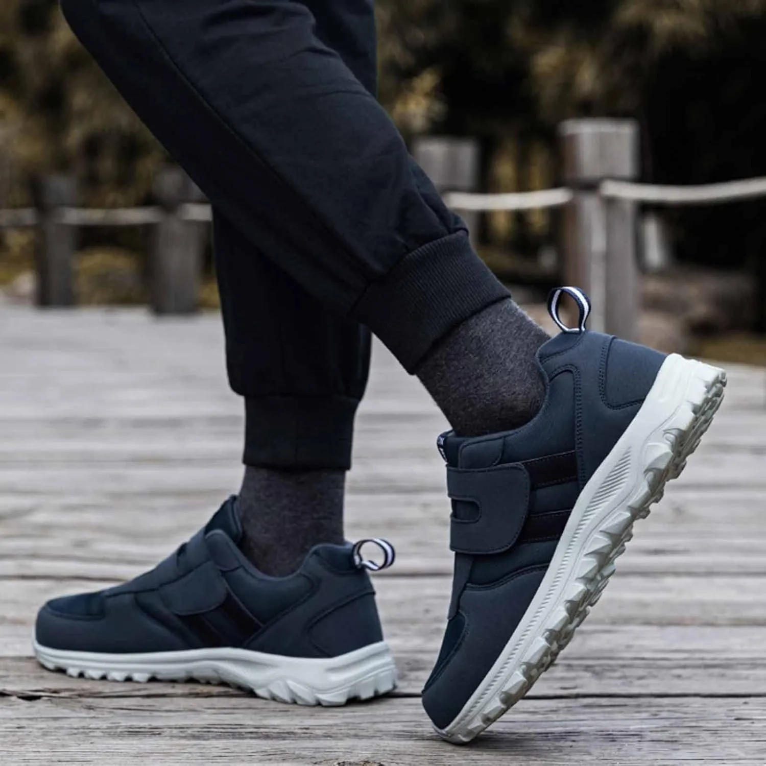 Couple Models Men's Middle and Elderly Light and Comfortable Non Slip Hook Loop Walking Sport Shoes Sneaker Men 11, 8.5