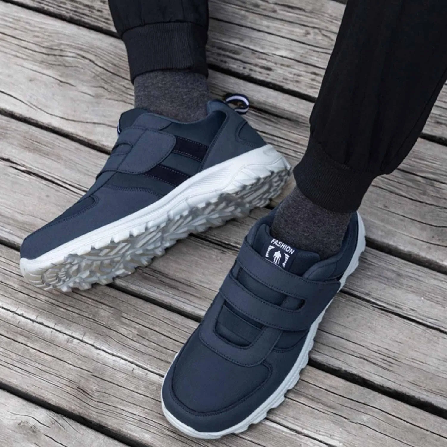 Couple Models Men's Middle and Elderly Light and Comfortable Non Slip Hook Loop Walking Sport Shoes Sneaker Men 11, 8.5