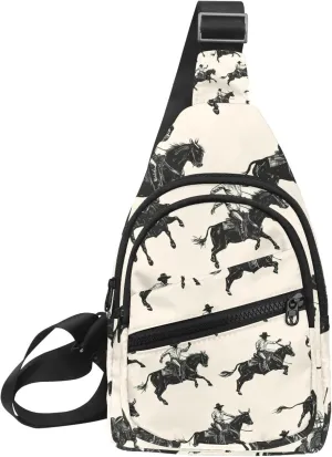 Cowboy Hat Cactuses Western Crossbody Bag with Adjustable Shoulder Strap, Shoulder Bag for Men and Women Sling Backpack for Travel, Cycling, Work, Sport