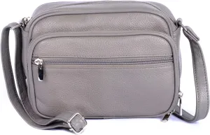 Cowhide Leather Women's Shoulder Purse Small Cross Body Organizer Bag with Many Pockets