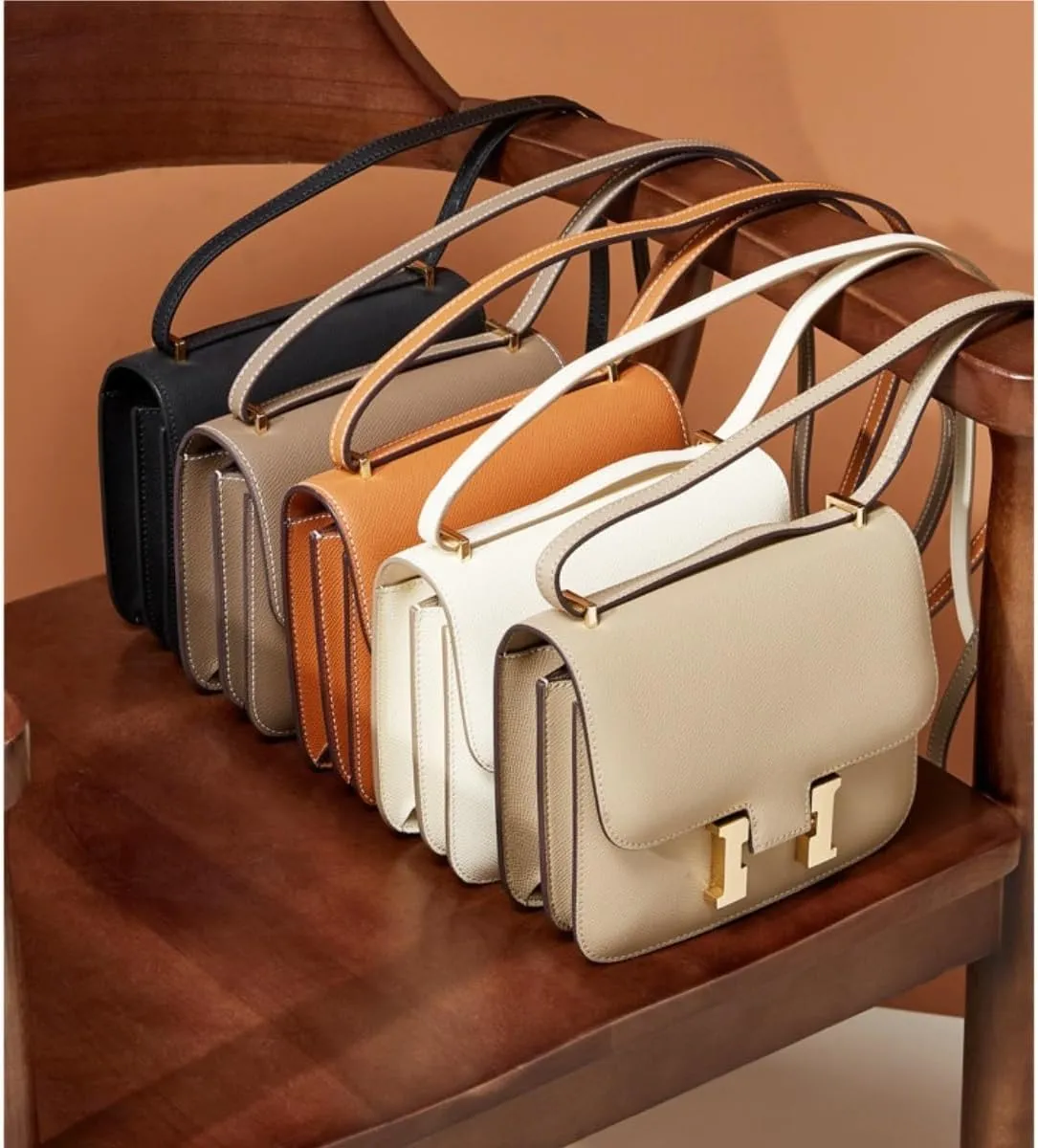 Cowhide Small Square Bag, One-shoulder Crossbody Bag