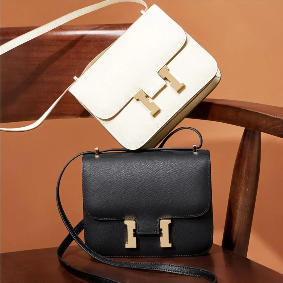 Cowhide Small Square Bag, One-shoulder Crossbody Bag