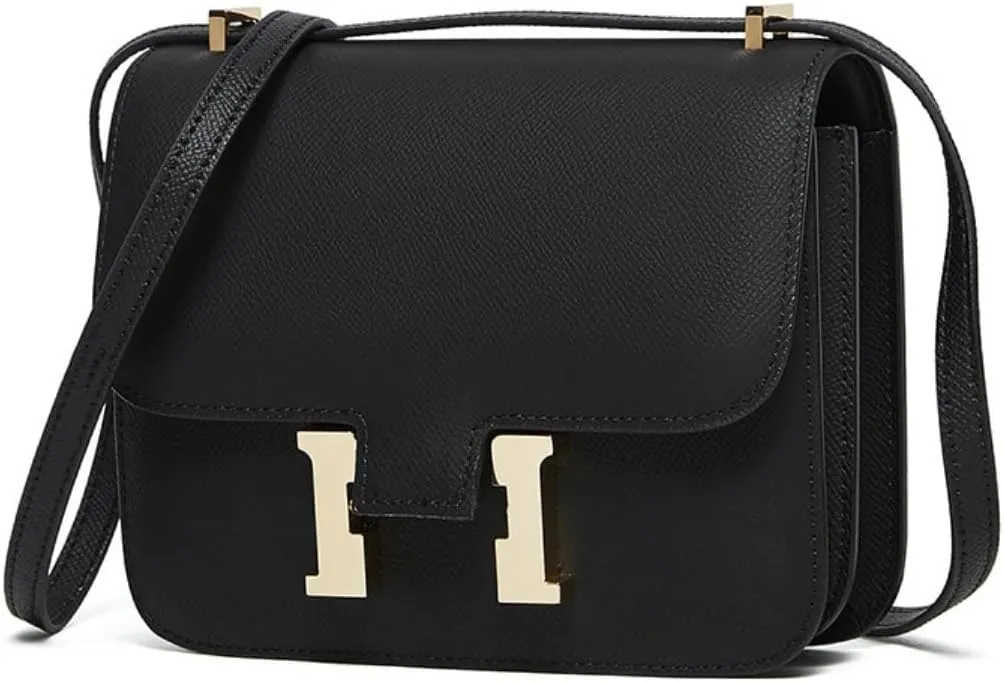 Cowhide Small Square Bag, One-shoulder Crossbody Bag