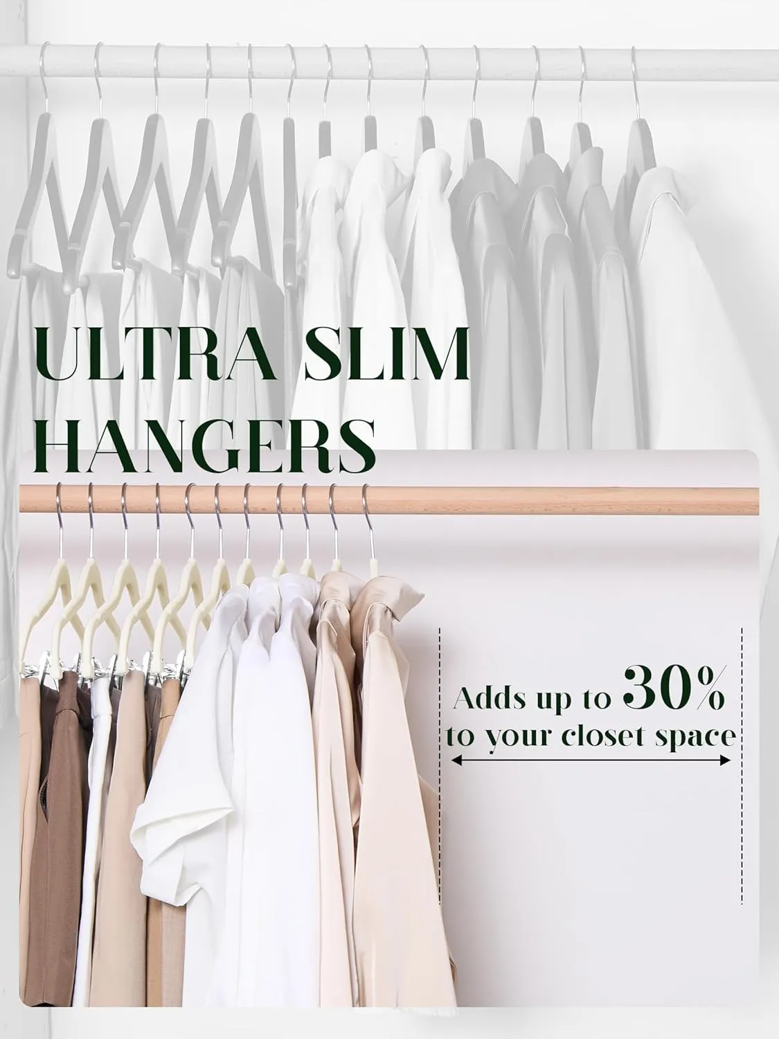 Cozymood Velvet Skirt Hangers 36 Packs Ultra Thin Hangers with Clips Non Slip Velvet Pant Hanger Space Saving Clothes Hanger with Clips for Pants, Skirts, Jeans, Shorts (Beige)