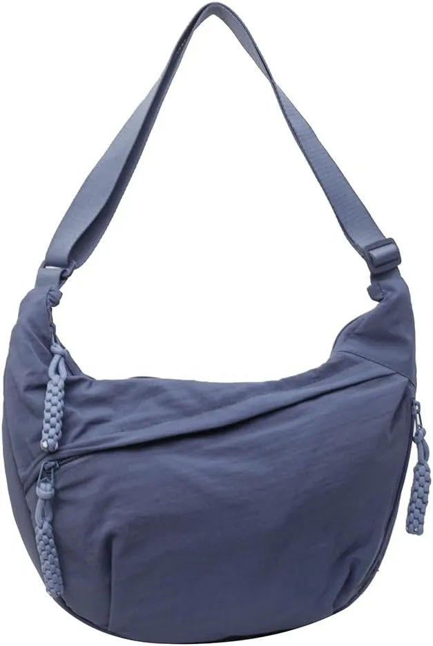 Crescent Crossbody Bags for Women Hobo Bag Luna Bag Dumpling Bag Nylon Multi-Pocket Sling Bag Moon Shoulder Bag (Blue)