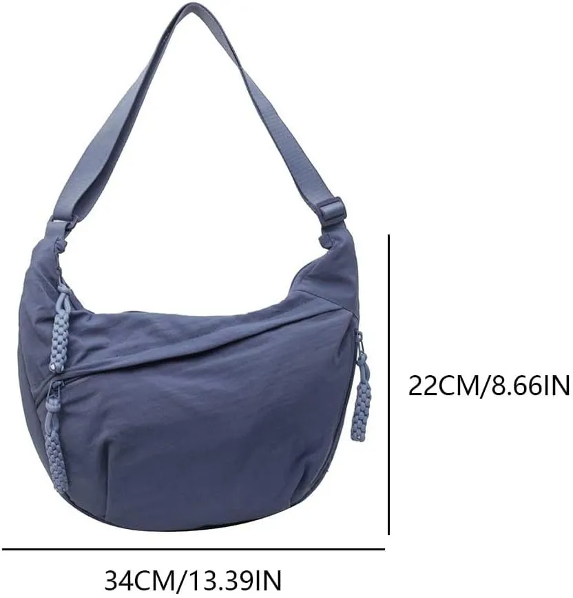 Crescent Crossbody Bags for Women Hobo Bag Luna Bag Dumpling Bag Nylon Multi-Pocket Sling Bag Moon Shoulder Bag (Blue)