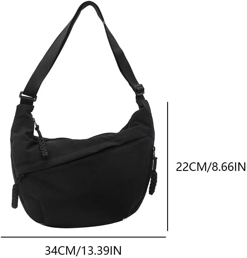 Crescent Crossbody Bags for Women Hobo Bag Luna Bag Dumpling Bag Nylon Multi-Pocket Sling Bag Moon Shoulder Bag