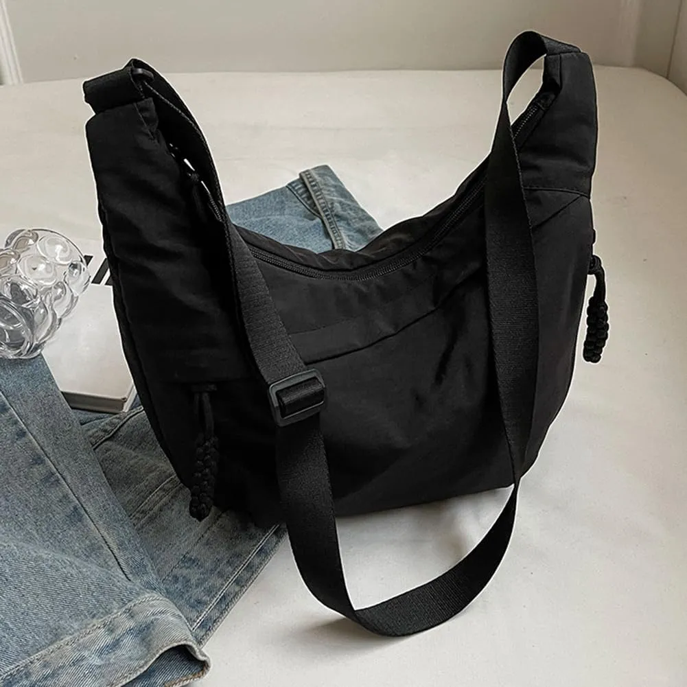 Crescent Crossbody Bags for Women Hobo Bag Luna Bag Dumpling Bag Nylon Multi-Pocket Sling Bag Moon Shoulder Bag