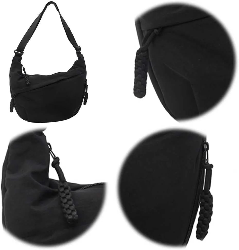 Crescent Crossbody Bags for Women Hobo Bag Luna Bag Dumpling Bag Nylon Multi-Pocket Sling Bag Moon Shoulder Bag