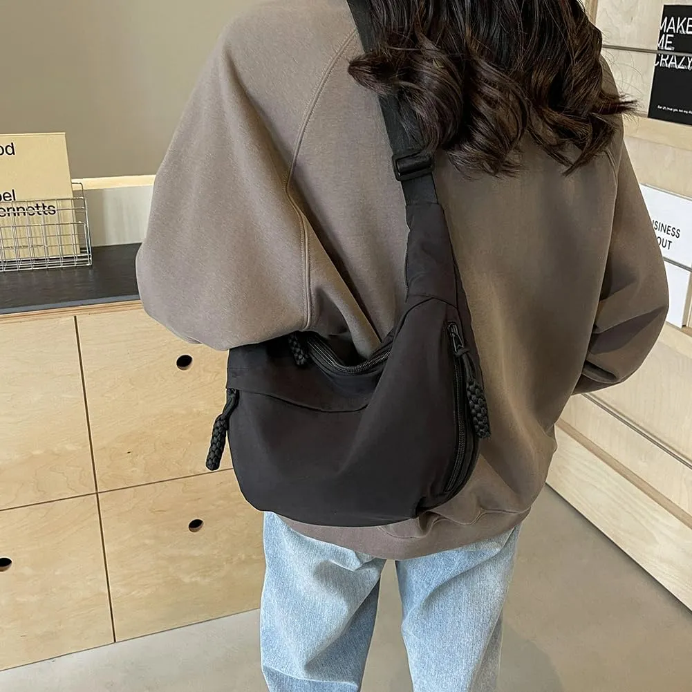 Crescent Crossbody Bags for Women Hobo Bag Luna Bag Dumpling Bag Nylon Multi-Pocket Sling Bag Moon Shoulder Bag