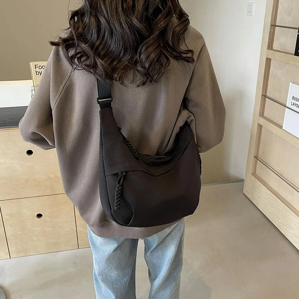 Crescent Crossbody Bags for Women Hobo Bag Luna Bag Dumpling Bag Nylon Multi-Pocket Sling Bag Moon Shoulder Bag