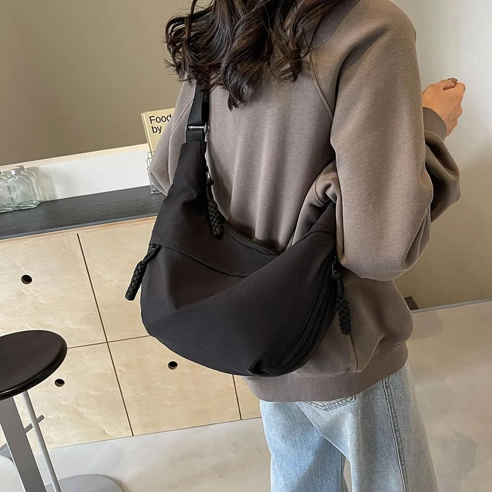 Crescent Crossbody Bags for Women Hobo Bag Luna Bag Dumpling Bag Nylon Multi-Pocket Sling Bag Moon Shoulder Bag