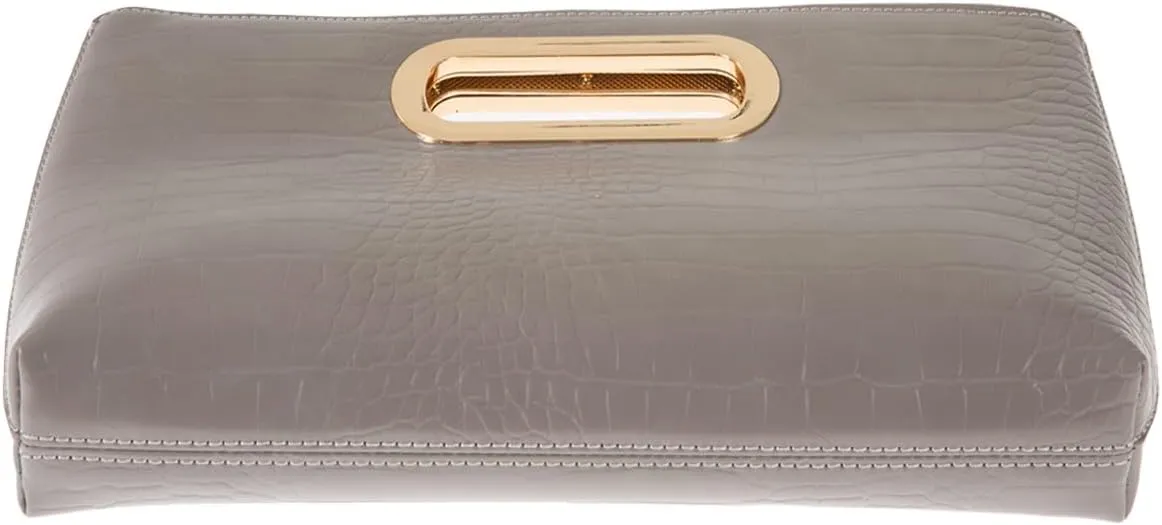 Crocodile Synthetic Leather Top Handle Clutch