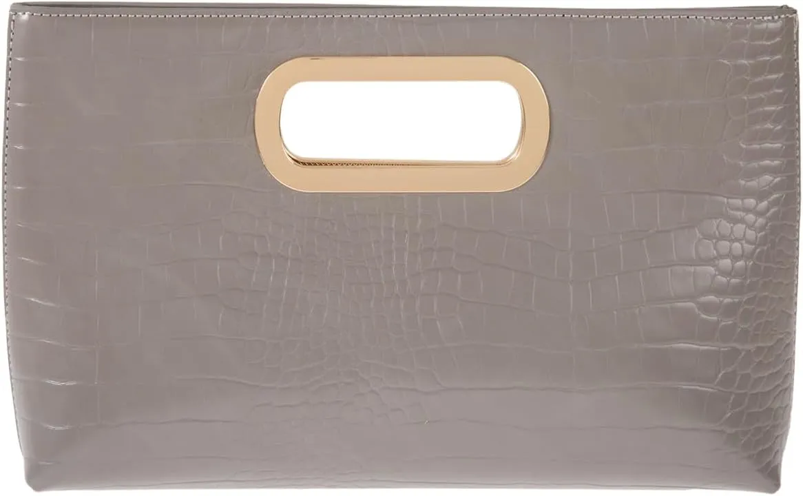 Crocodile Synthetic Leather Top Handle Clutch