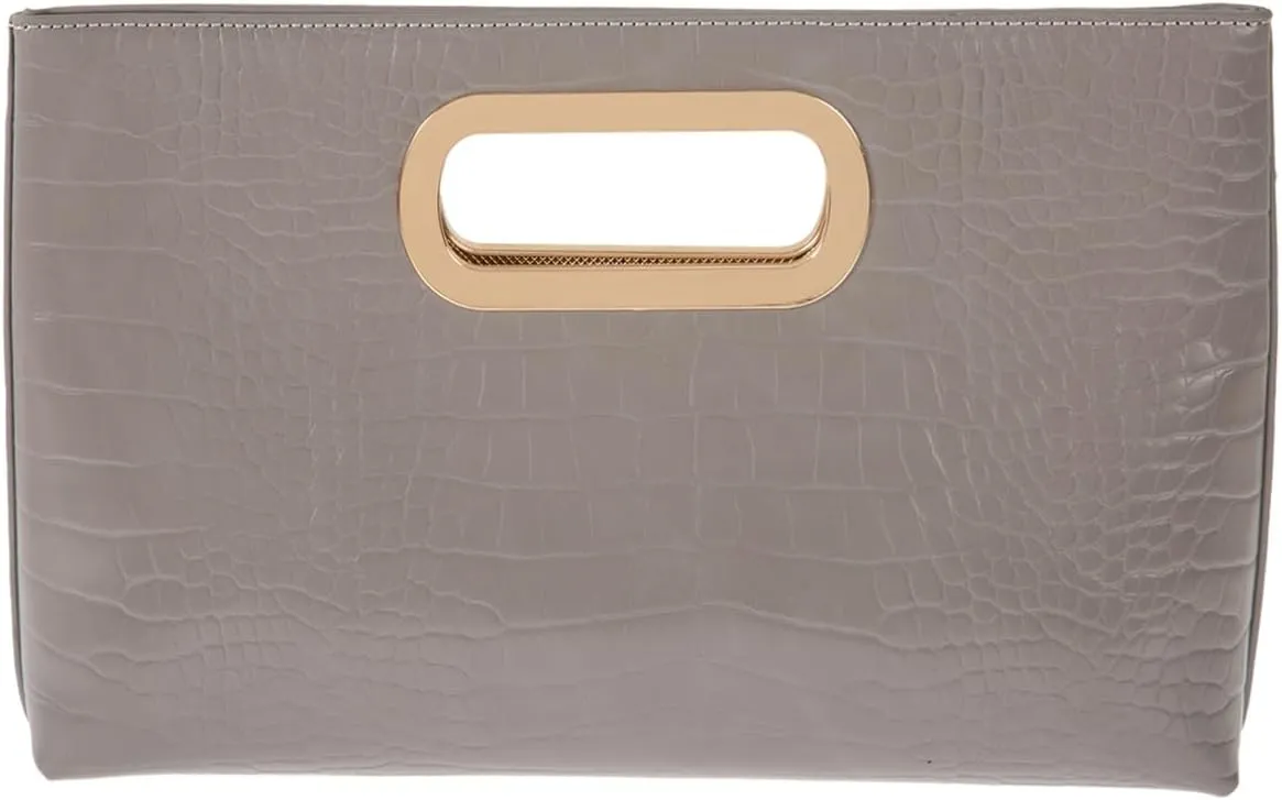 Crocodile Synthetic Leather Top Handle Clutch