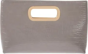 Crocodile Synthetic Leather Top Handle Clutch