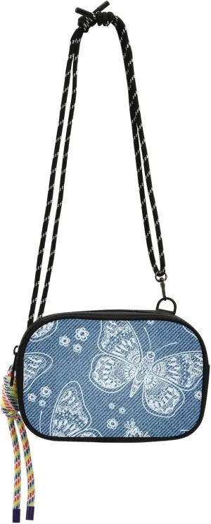 Crossbody Bag Denim Butterflies Cell Phone Purse Wallet with Credit Card Slots Multicolor Handbag with Adjustable Strap Fits Phone Keys And More