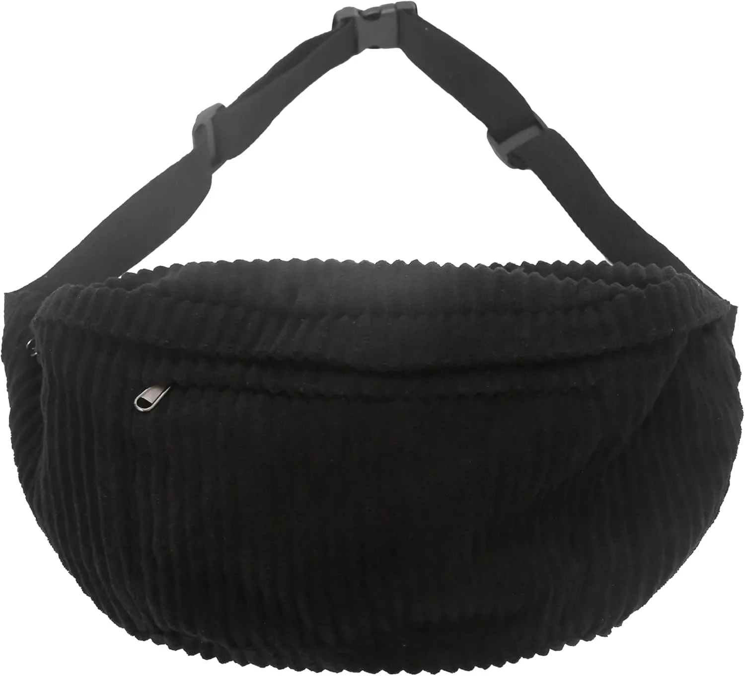 Crossbody Bag Fanny Pack for Women Men, Corduroy Waist Pack Large Chest Bag with Adjustable Strap for Workout Travel Sports Running (Black-1)