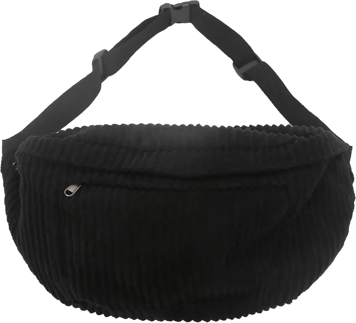 Crossbody Bag Fanny Pack for Women Men, Corduroy Waist Pack Large Chest Bag with Adjustable Strap for Workout Travel Sports Running (Black-1)