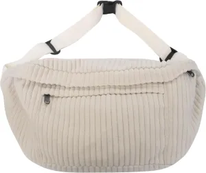 Crossbody Bag Fanny Pack for Women Men, Corduroy Waist Pack Large Chest Bag with Adjustable Strap for Workout Travel Sports Running (Off White-1)