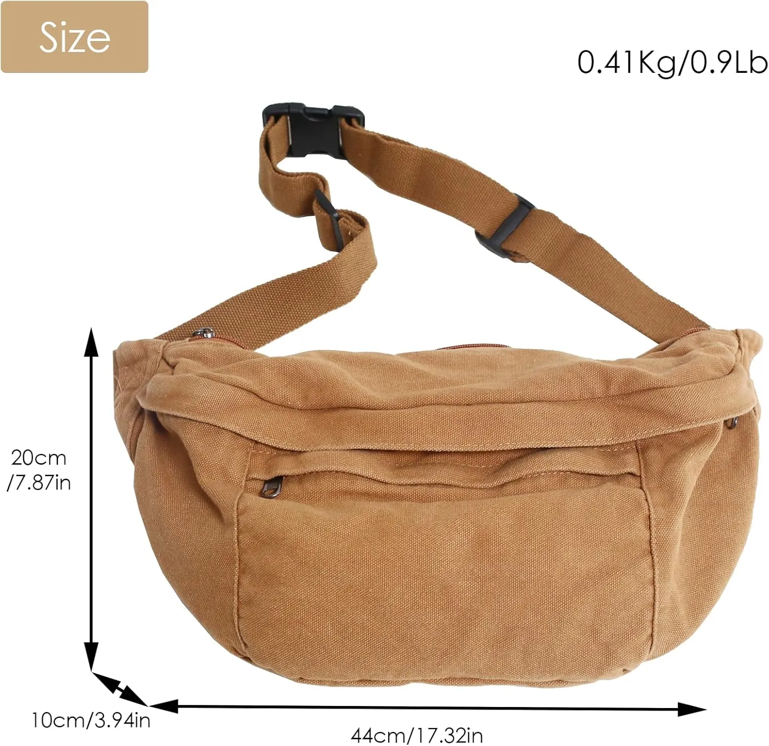 Crossbody Bag Fanny Pack for Women Men, Waist Pack Large Chest Bag with Adjustable Strap for Workout Travel Sports Running(Black)