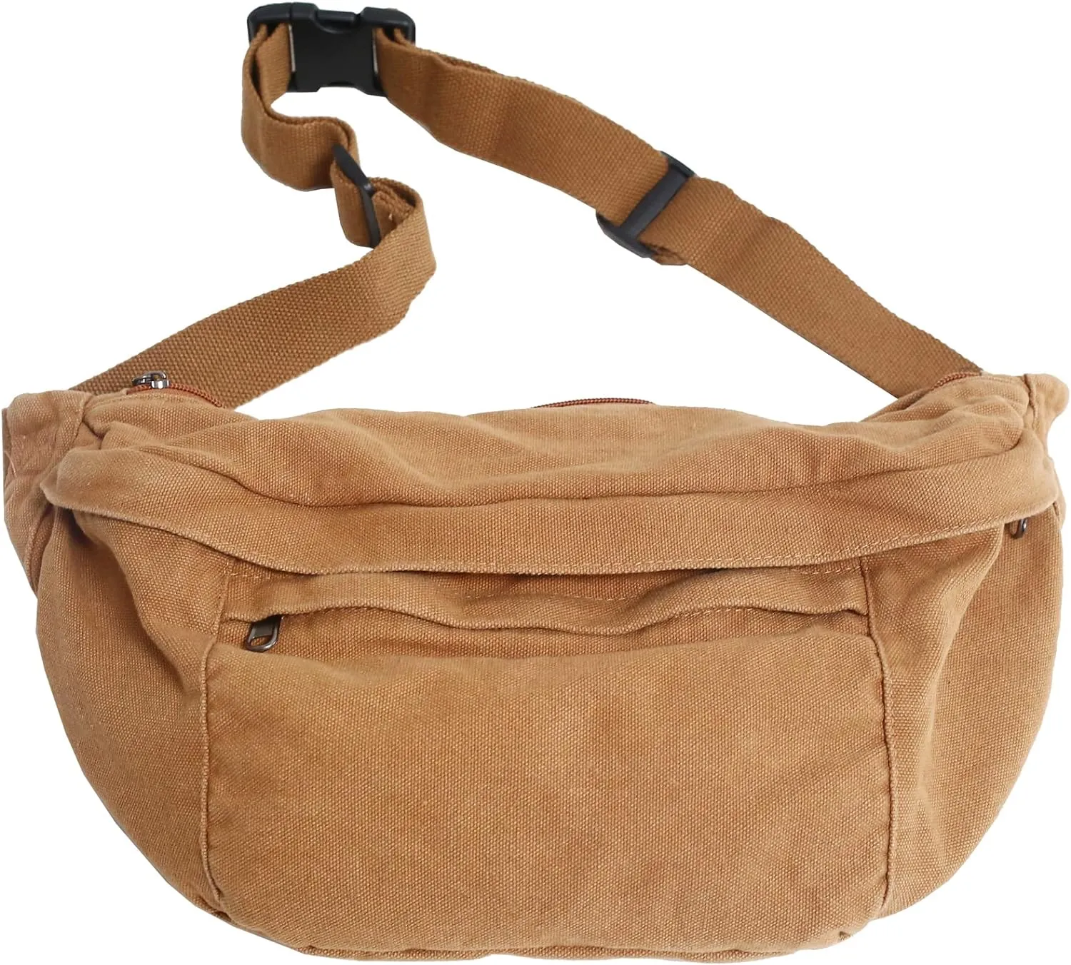 Crossbody Bag Fanny Pack for Women Men, Waist Pack Large Chest Bag with Adjustable Strap for Workout Travel Sports Running(Brown)