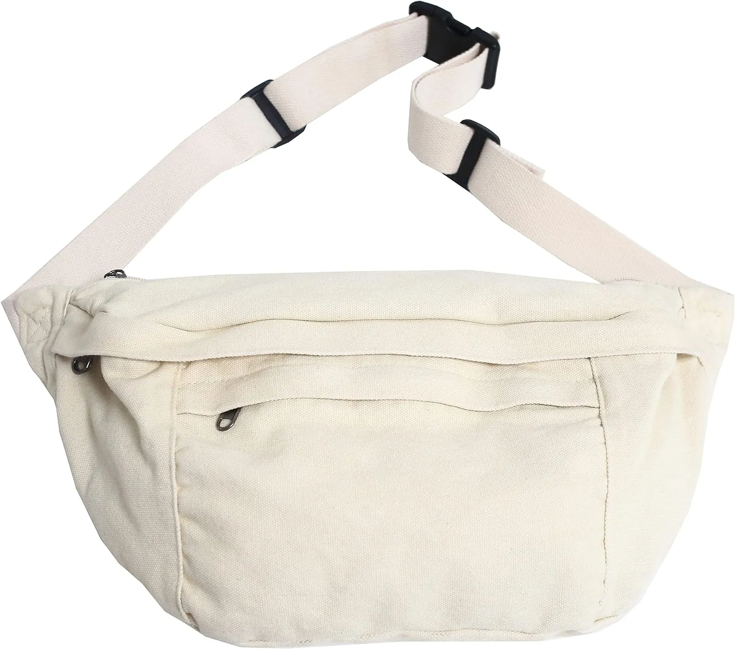 Crossbody Bag Fanny Pack for Women Men, Waist Pack Large Chest Bag with Adjustable Strap for Workout Travel Sports Running(Off White)