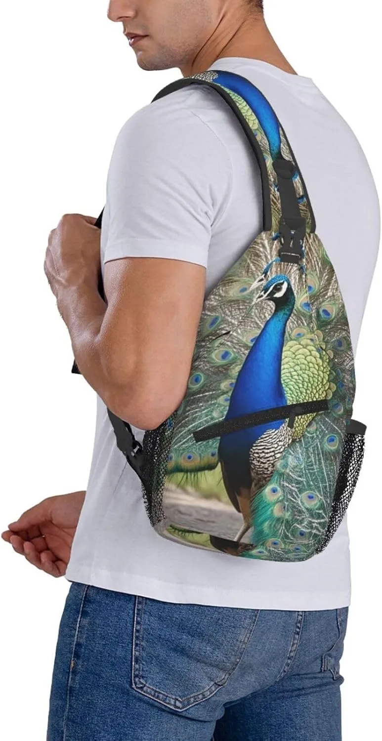 Crossbody Bag for Women Men Bird Peacock Chest Bag Crossbody Sling Bag Adjustable Shoulder Bag