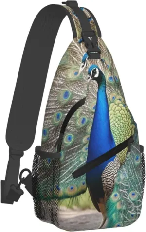 Crossbody Bag for Women Men Bird Peacock Chest Bag Crossbody Sling Bag Adjustable Shoulder Bag