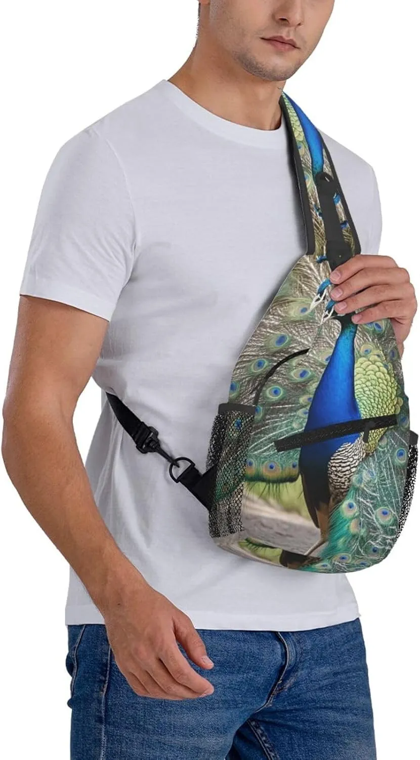 Crossbody Bag for Women Men Bird Peacock Chest Bag Crossbody Sling Bag Adjustable Shoulder Bag