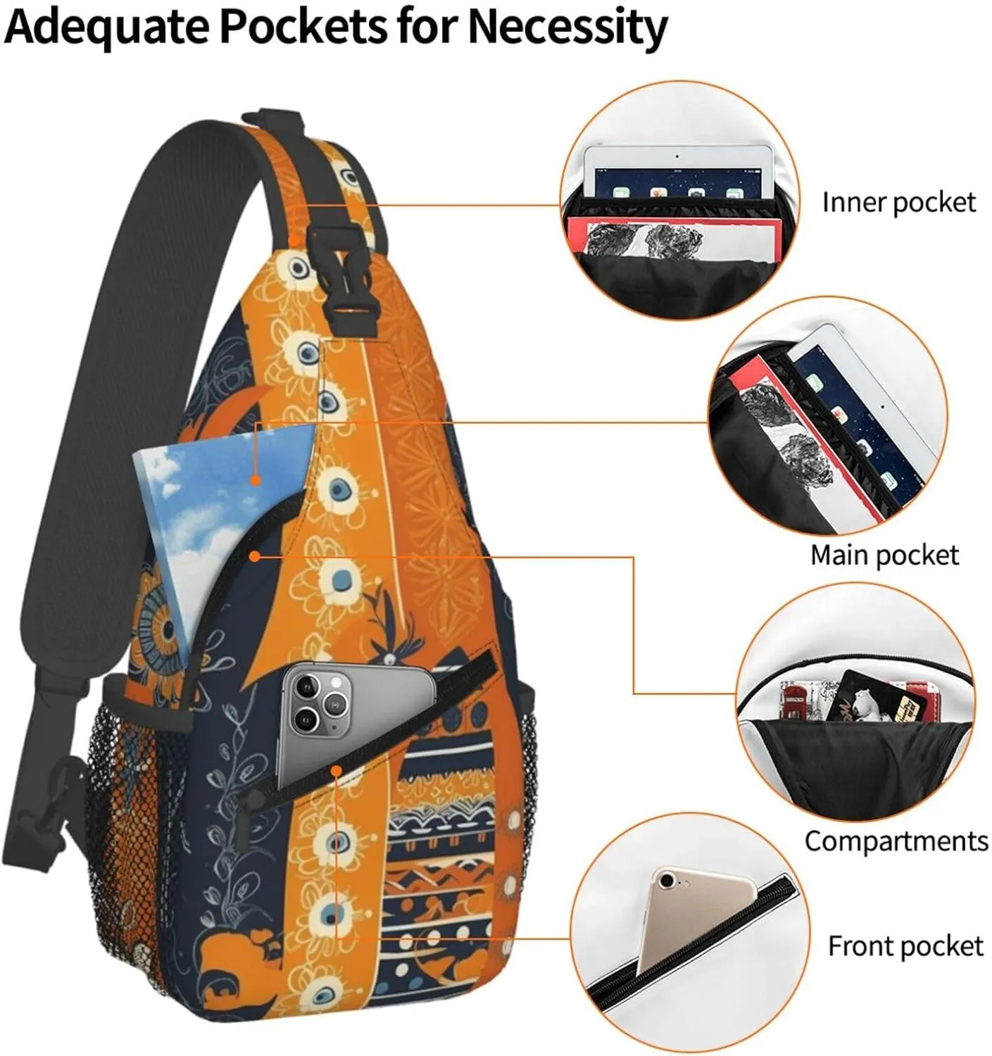 Crossbody Bag for Women Men Complex Color Patterns Chest Bag Crossbody Sling Bag Adjustable Shoulder Bag