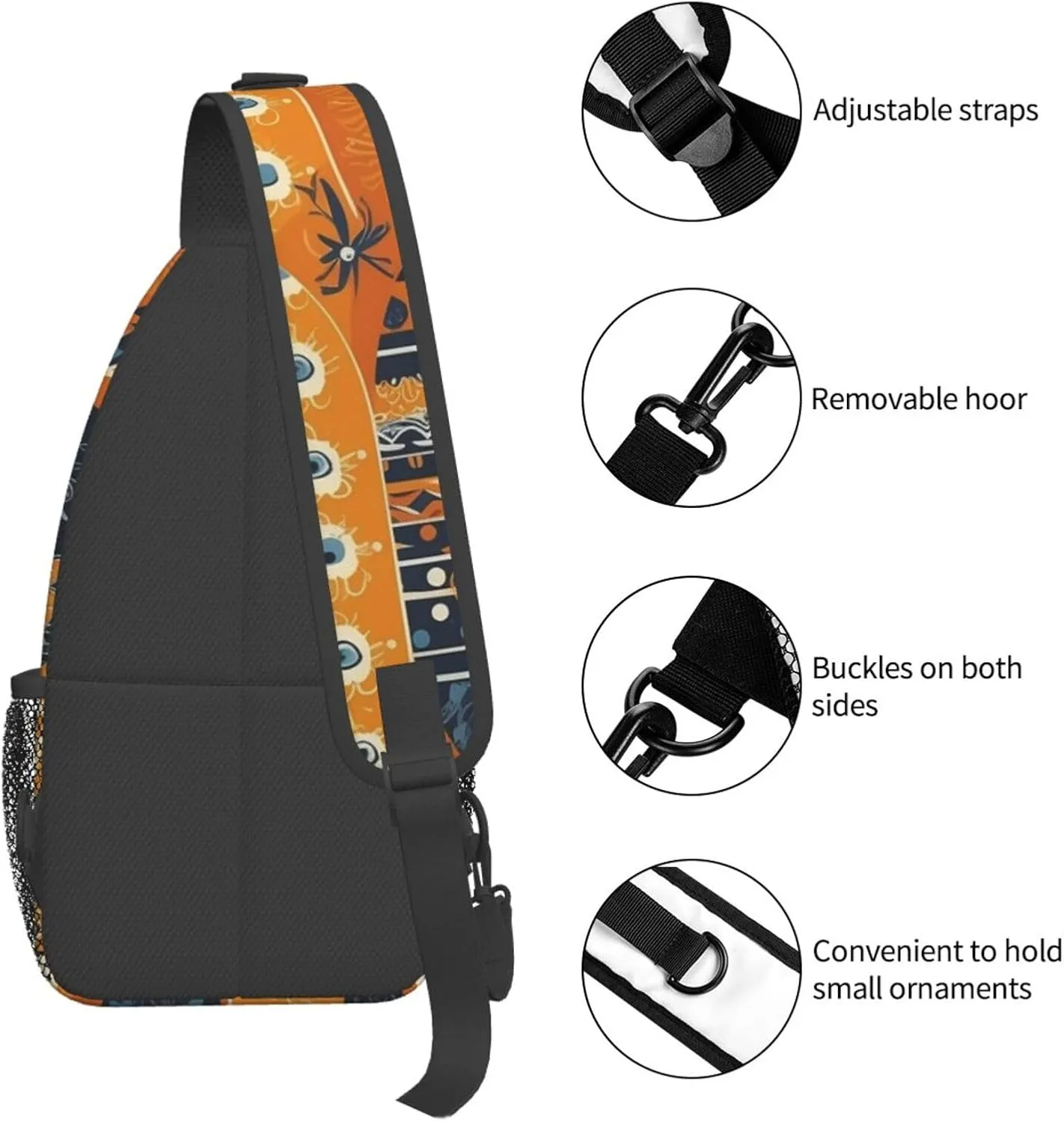 Crossbody Bag for Women Men Complex Color Patterns Chest Bag Crossbody Sling Bag Adjustable Shoulder Bag