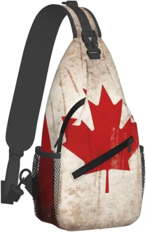 Crossbody Bag for Women Men Retro Canada Flag_76286059 Chest Bag Crossbody Sling Bag Adjustable Shoulder Bag
