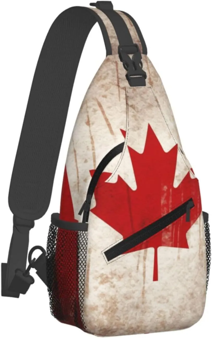 Crossbody Bag for Women Men Retro Canada Flag_76286059 Chest Bag Crossbody Sling Bag Adjustable Shoulder Bag