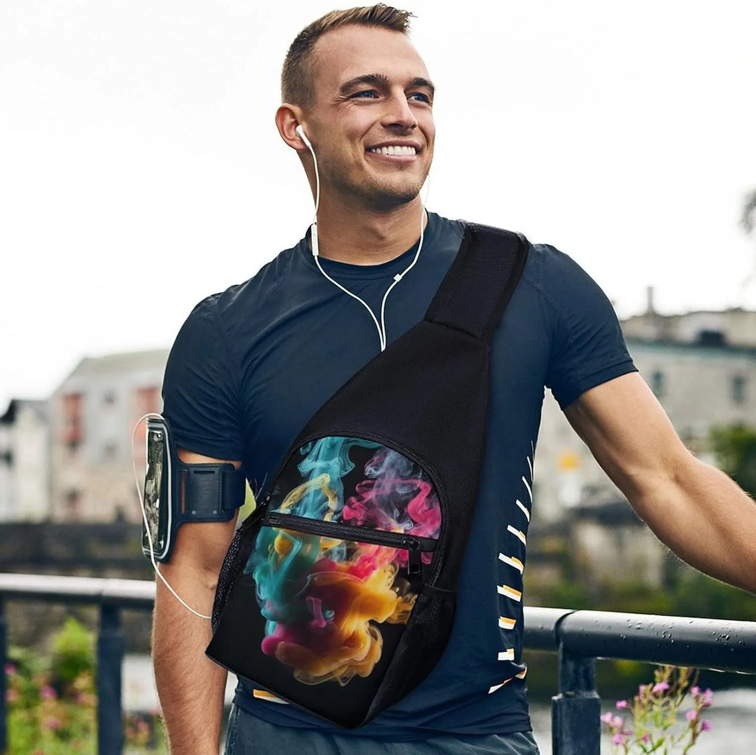 Crossbody Bag for Women Men Sling Bag Pirate Skull Chest Bag Crossbody Adjustable Shoulder Bag