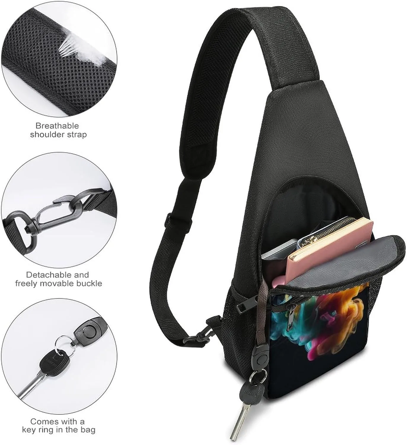 Crossbody Bag for Women Men Sling Bag Pirate Skull Chest Bag Crossbody Adjustable Shoulder Bag